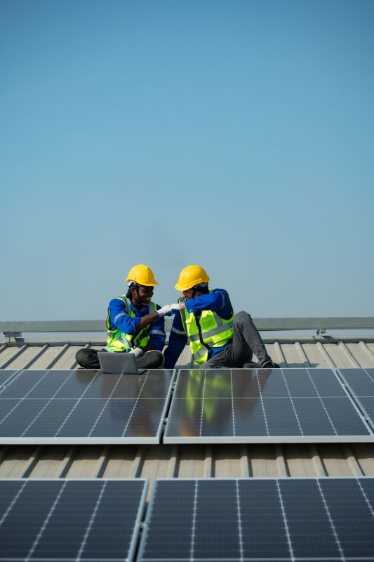 Installing solar panels on a residential roof